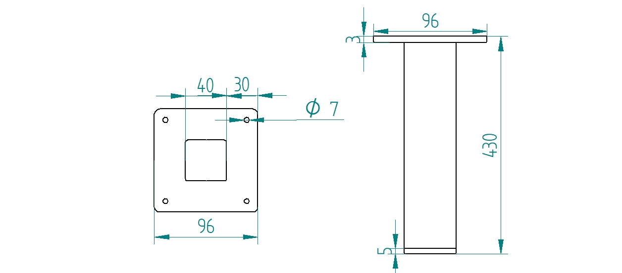 Noga metalowa do stołu loft industrial 43 cm profil 40x40 1 szt. - Image 9