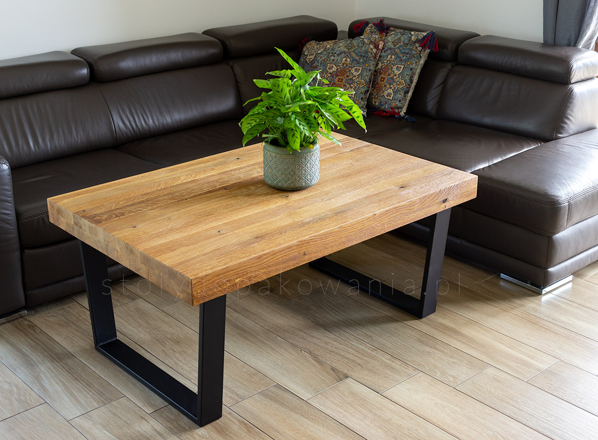 Nogi metalowe do stołu loft industrial 70 x 50 cm profil 100x20 niski - obrazek 5